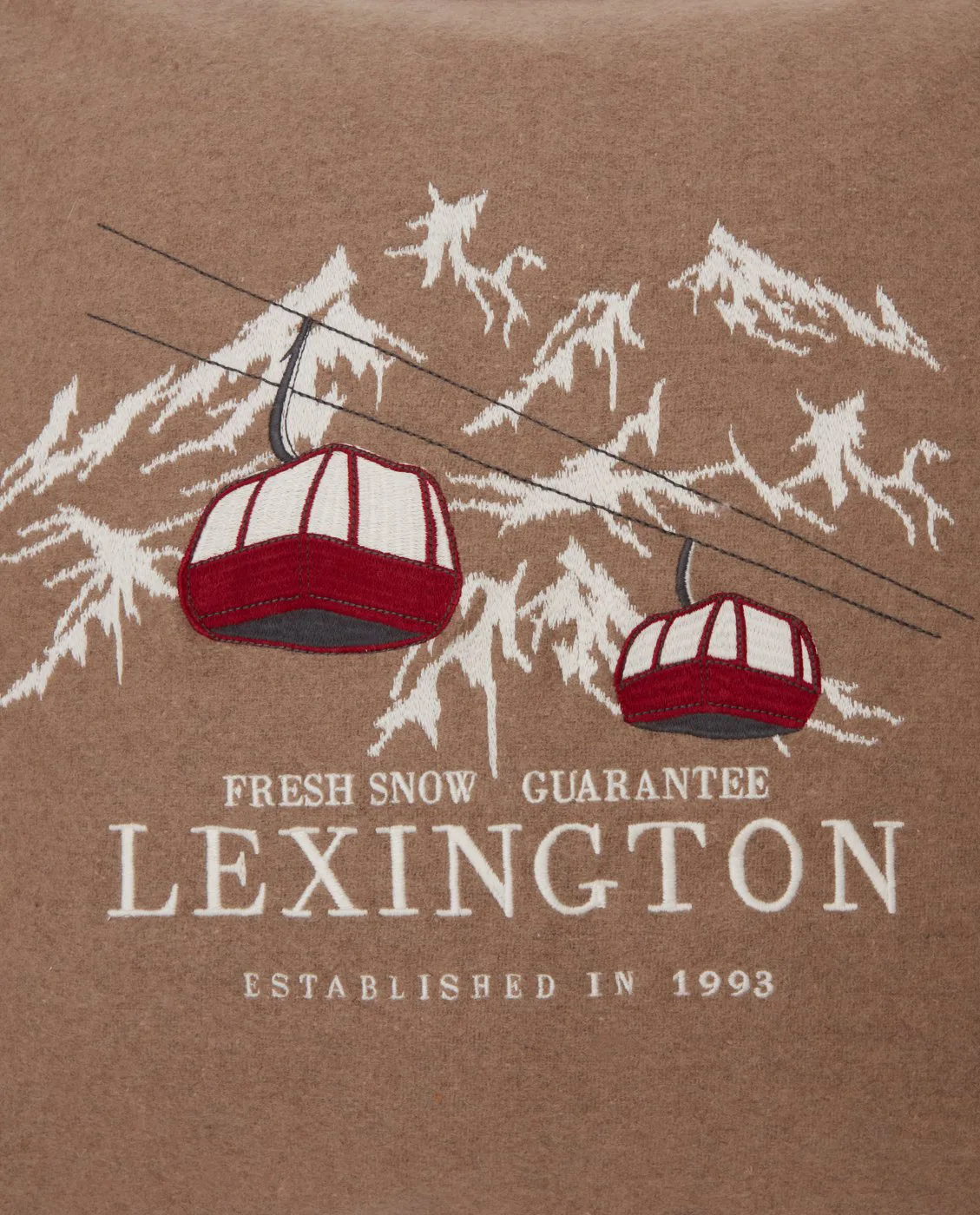 Federa Fresh Snow Ski Lift in misto lana, 50x50 cm, Beige, bianco, rosso Lexington