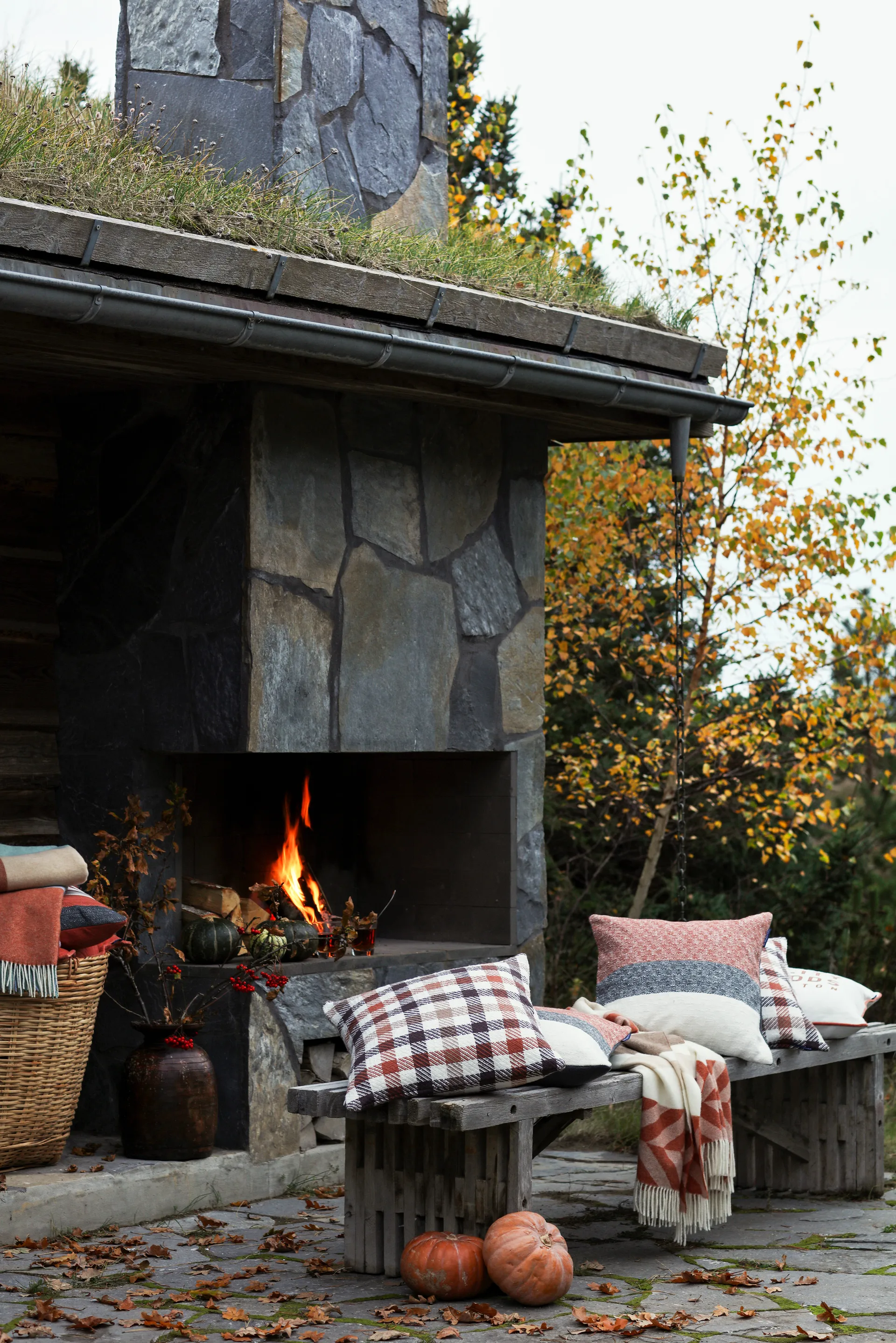 Federa in cotone Irregular Striped 50x50 cm, Rame-grigio Lexington