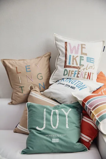 Federa in cotone organico Love Different 50x50 cm - Beige-multicolore - Lexington