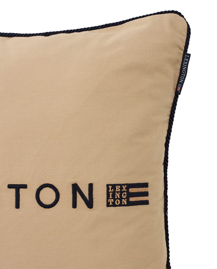 Federa in cotone organico twill con logo 50x50 cm, Beige-blu scuro Lexington
