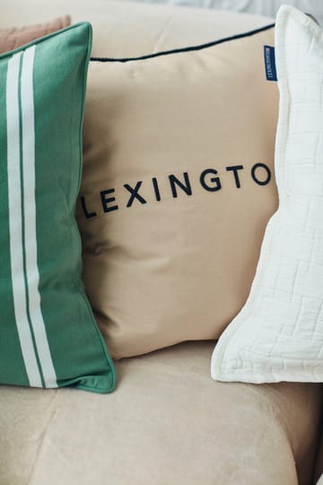 Federa in cotone organico twill con logo 50x50 cm - Beige-blu scuro - Lexington