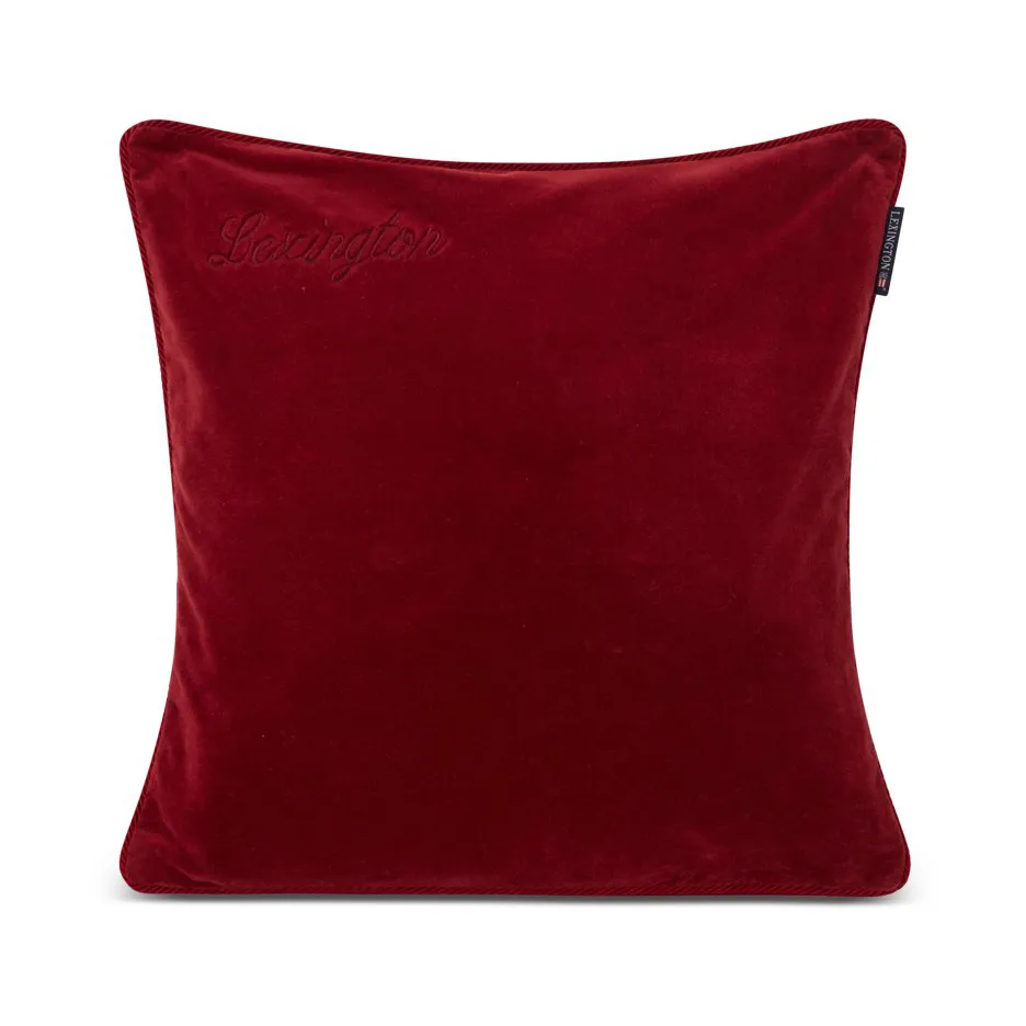 Federa in cotone organico, velluto 50x50 cm, Rosso Lexington