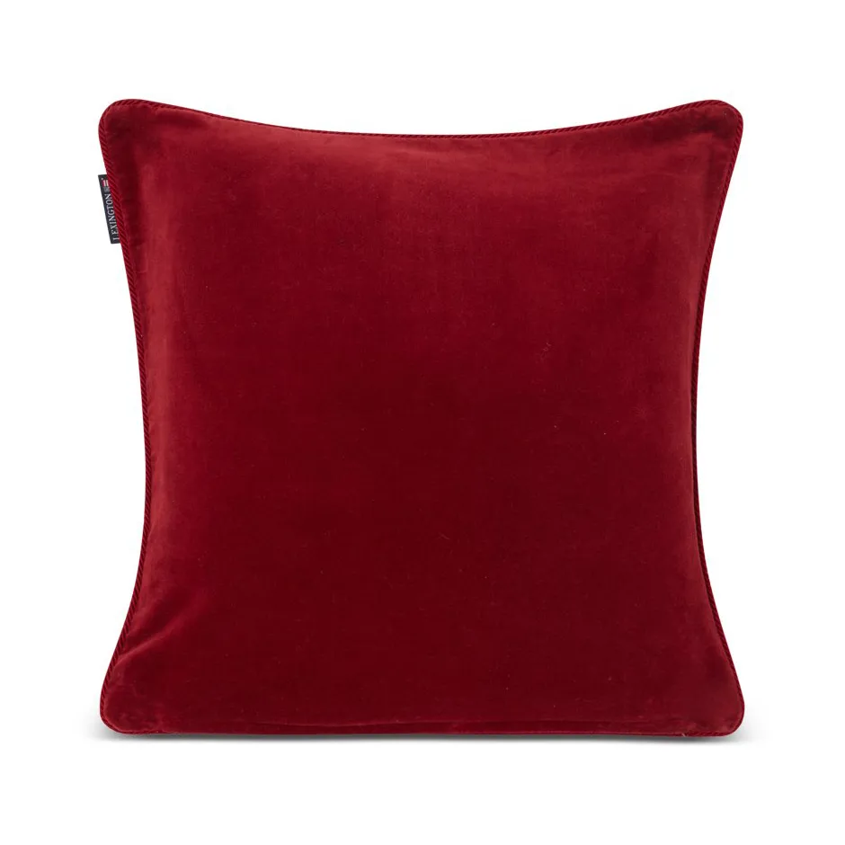 Federa in cotone organico, velluto 50x50 cm, Rosso Lexington