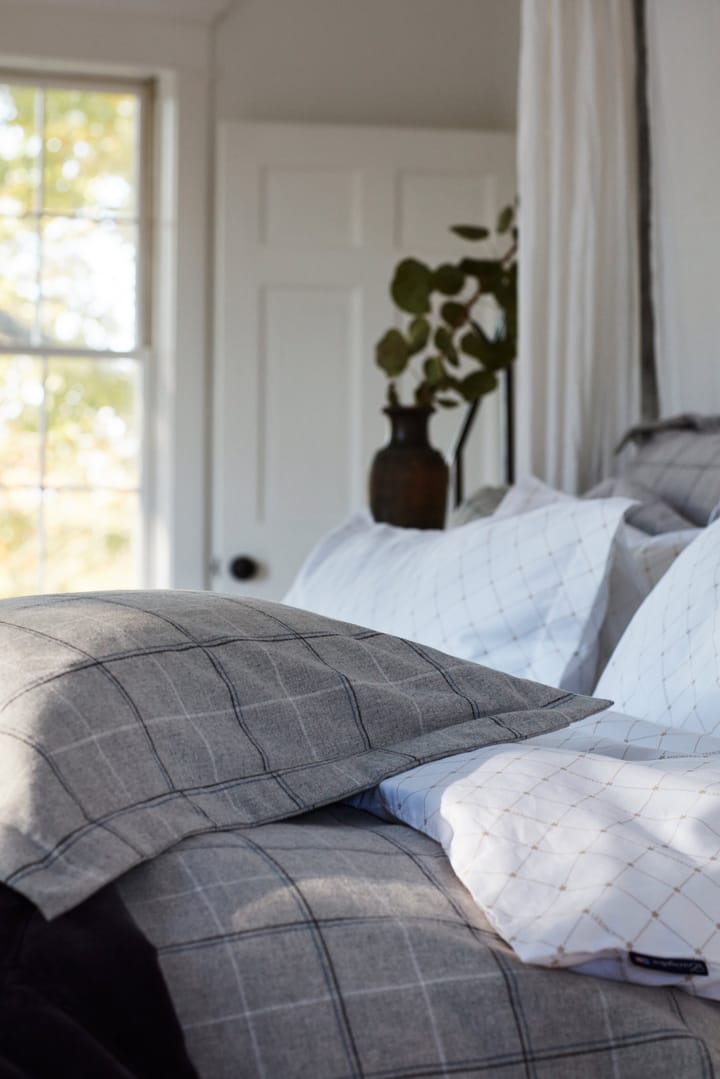 Federa in flanella di cotone a quadri 150x210 cm, Light gray-dove Lexington