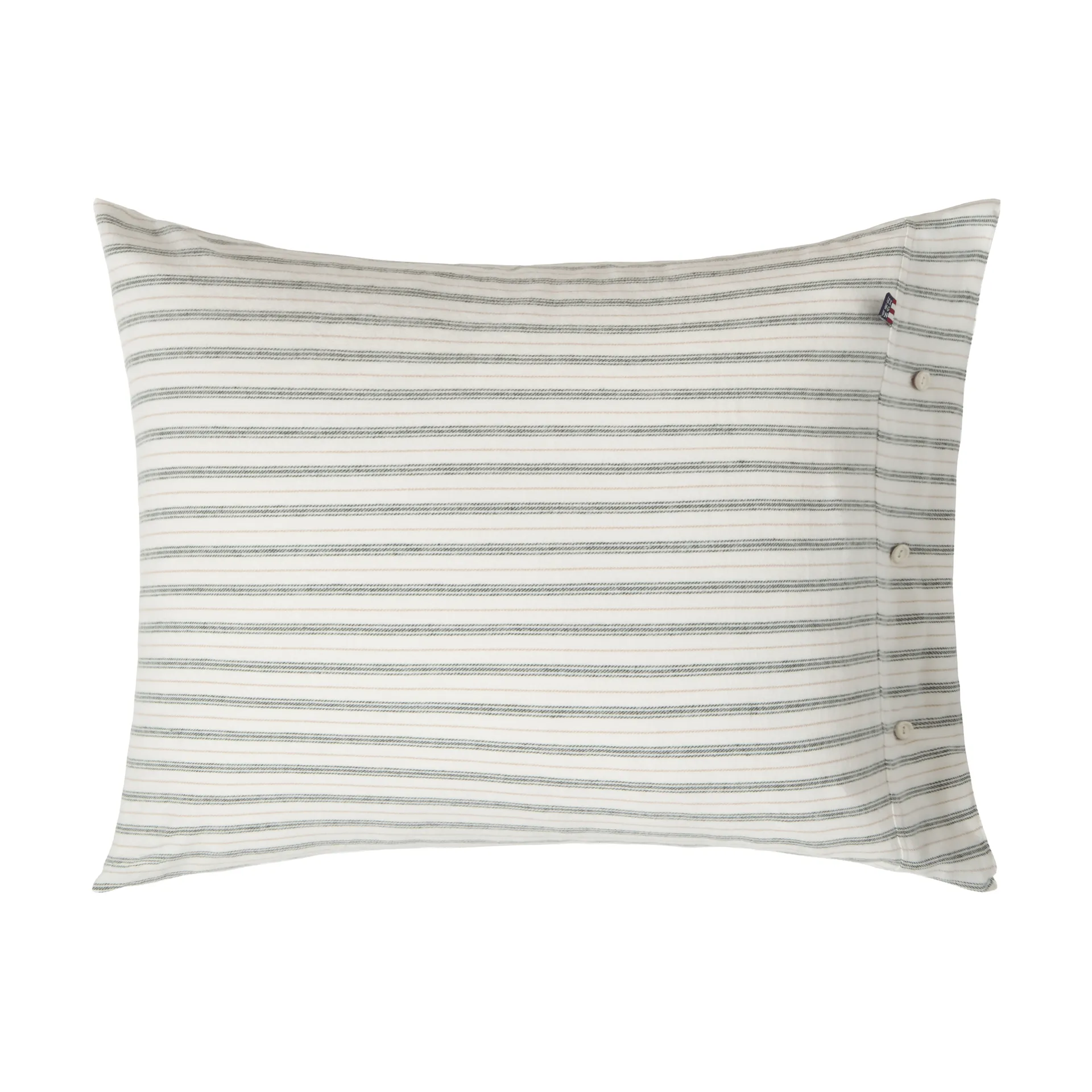 Federa in flanella di cotone a righe, White-green-beige, 50x60 cm Lexington