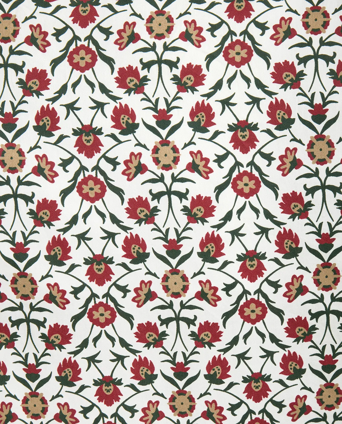 Federa in satin di cotone stampata a fiori 50x60 cm, White-red-green-beige Lexington