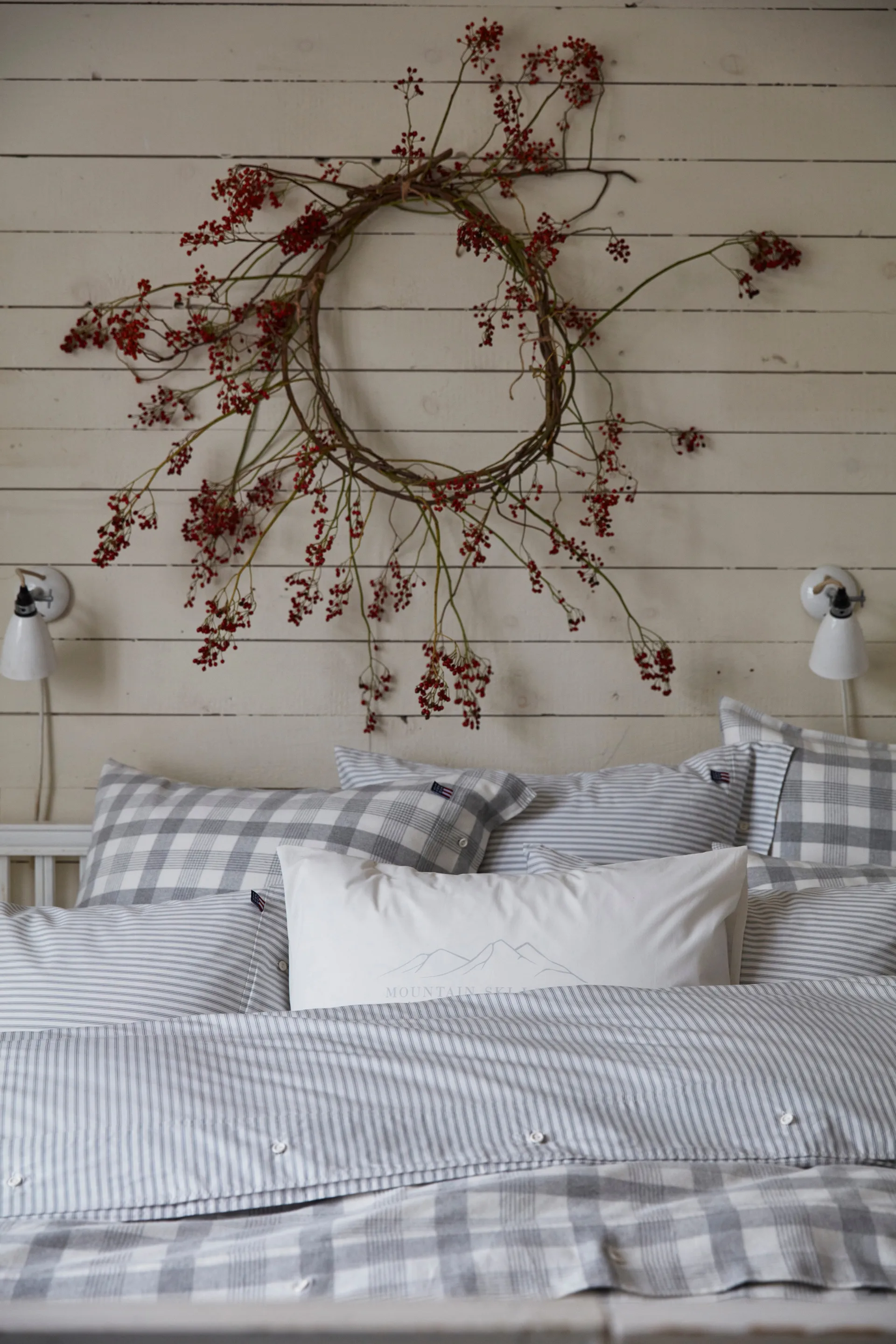Federa Lexington Printed Cotton Poplin, 50x60 cm, Bianco, grigio chiaro Lexington