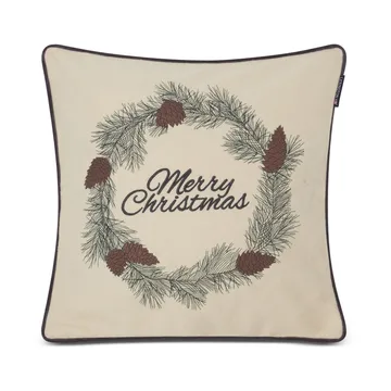 Federa Merry Christmas in misto lana, 50x50 cm - Bianco, verde, beige - Lexington