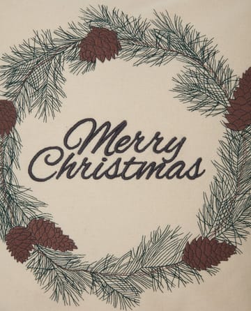 Federa Merry Christmas in misto lana, 50x50 cm - Bianco, verde, beige - Lexington