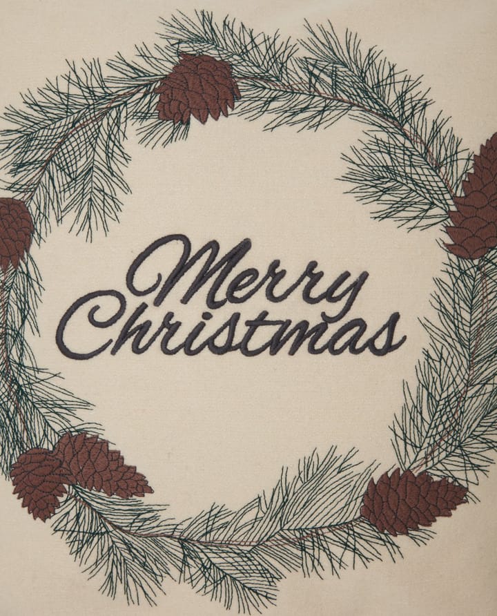 Federa Merry Christmas in misto lana, 50x50 cm, Bianco, verde, beige Lexington