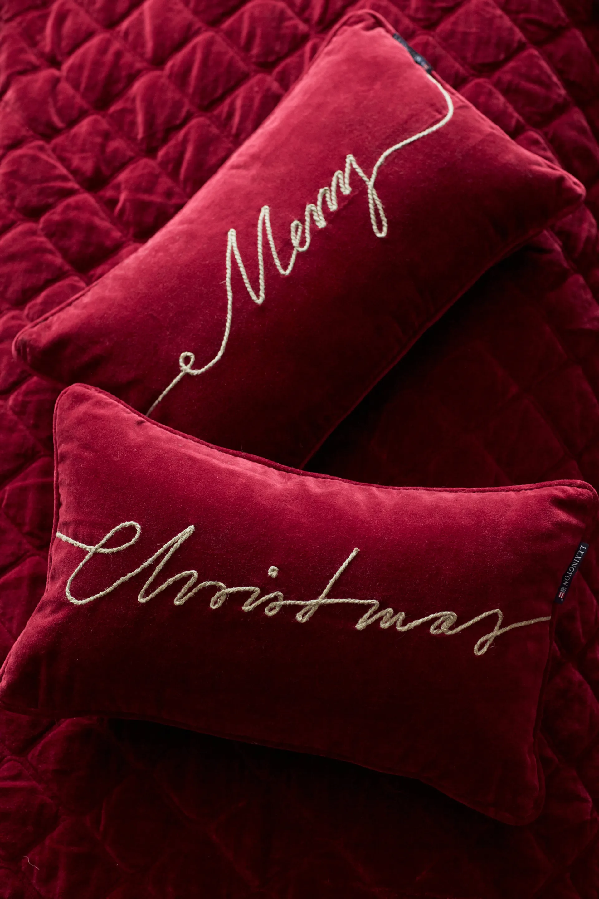 Federa Merry in cotone vellutato, 30x50 cm, Rosso Lexington