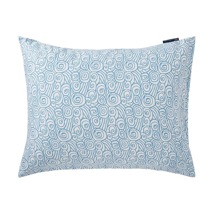 Federa per cuscino in cotone satinato con stampa onda 50x60 cm - Bianco-Blu - Lexington