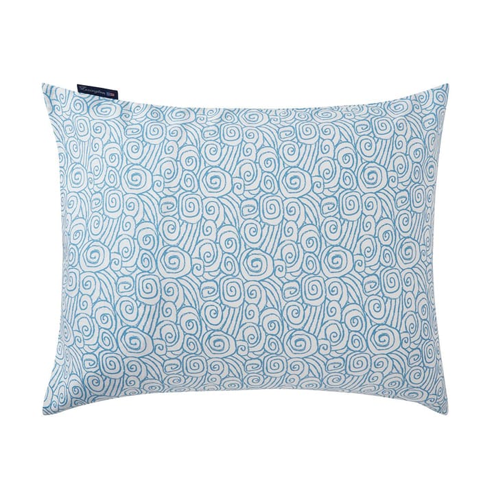 Federa per cuscino in cotone satinato con stampa onda 50x60 cm - Bianco-Blu - Lexington