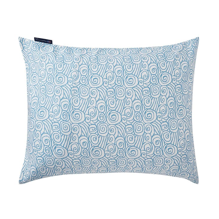 Federa per cuscino in cotone satinato con stampa onda 50x60 cm, Bianco-Blu Lexington