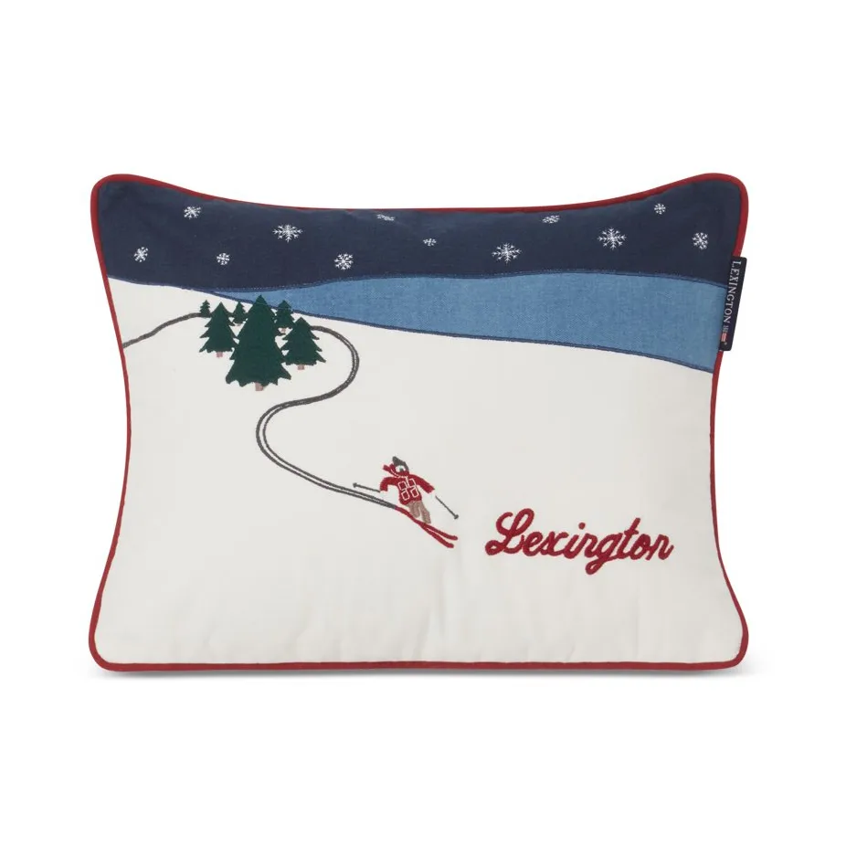 Federa Skier Organic Cotton Twill, 30x40 cm, Blu scuro, bianco multicolore Lexington