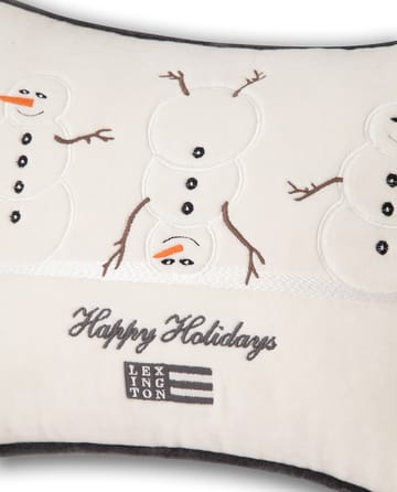 Federa Snowmen Embroidered Cotton Velvet, 30x40 cm - Bianco neve, grigio scuro - Lexington