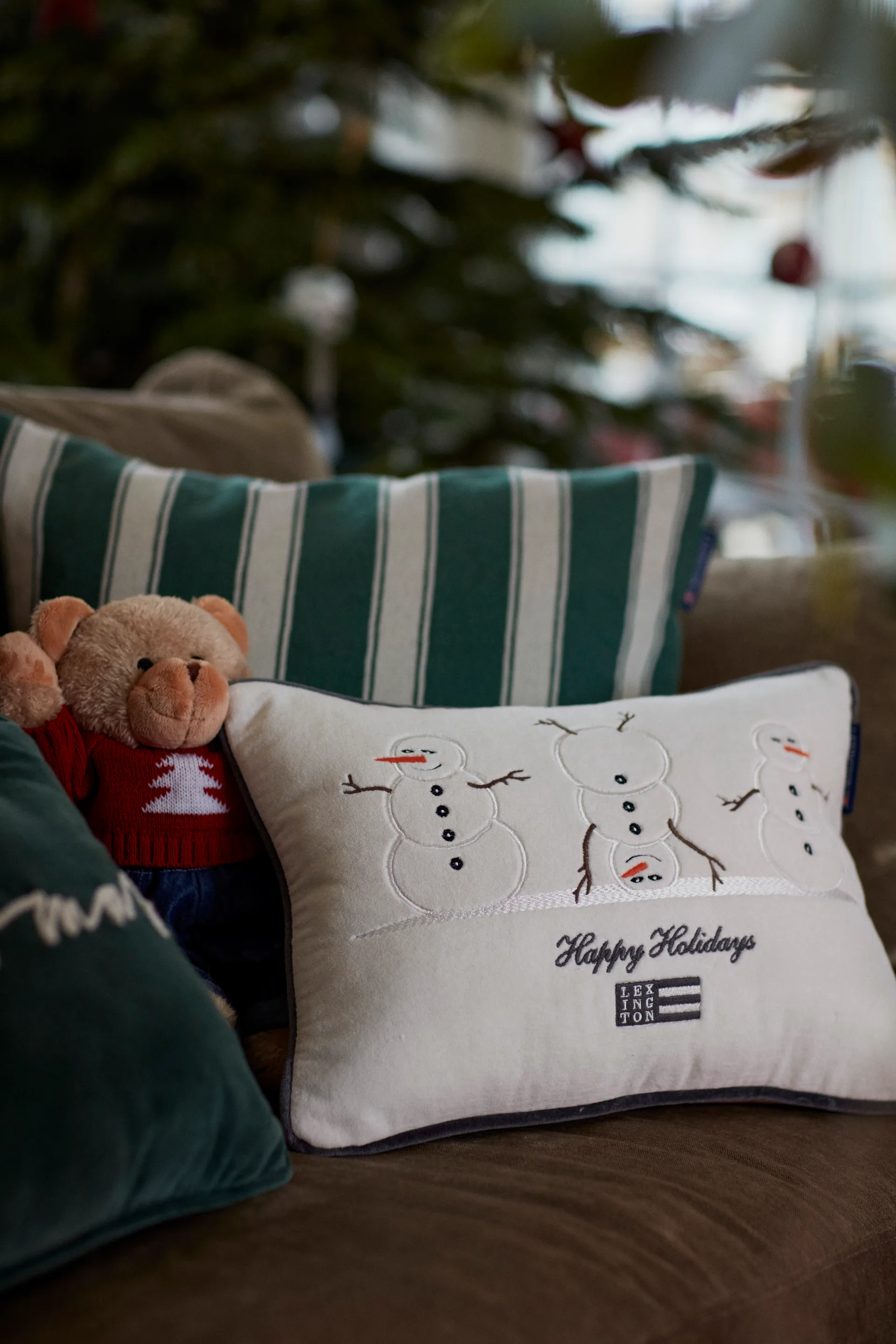 Federa Snowmen Embroidered Cotton Velvet, 30x40 cm Lexington