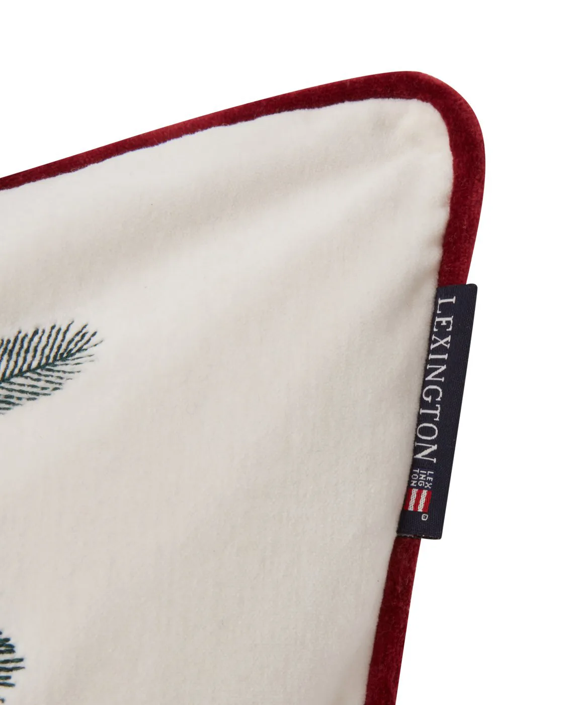 Federa Spruce Stars Org Cotton Velvet, 50x50 cm, Bianco, rosso, verde Lexington