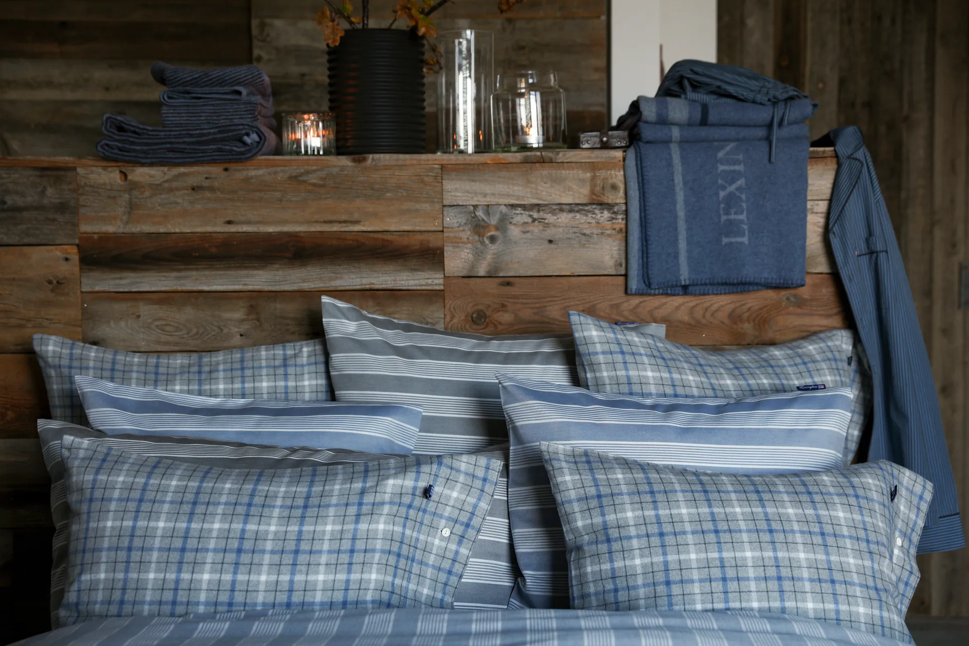 Federa Striped in cotone lyocell 50x60 cm, Grigio-bianco Lexington