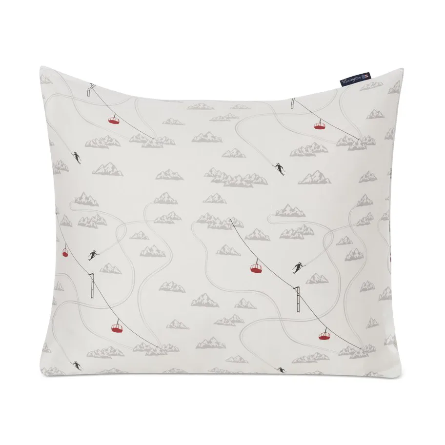 Federa Winter Printed Cotton Sateen 50x60 cm, Bianco, grigio, rosso Lexington