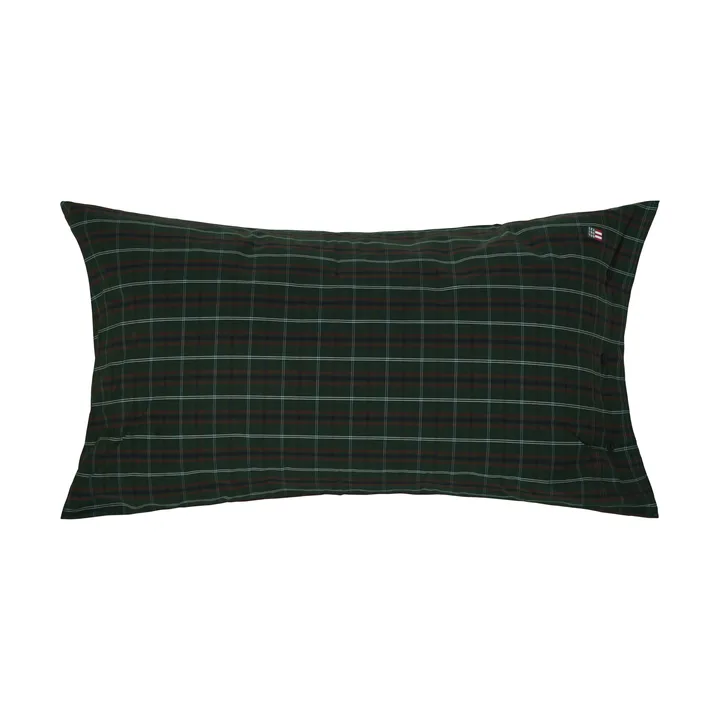 Federe in percalle di cotone a quadri - Green-navy, 50x90 cm - Lexington