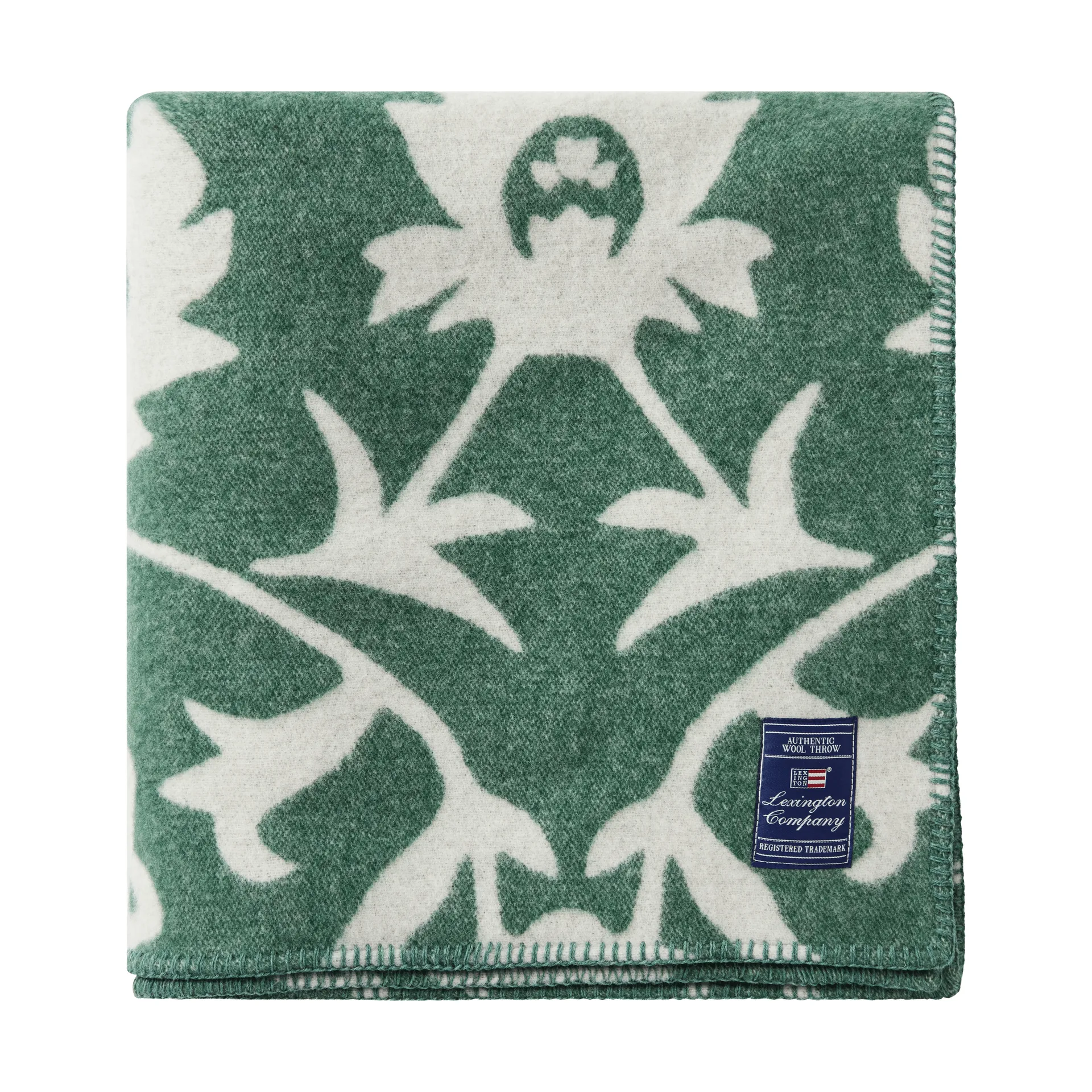 Flower coperta in lana jacquard, Green-Light beige Lexington