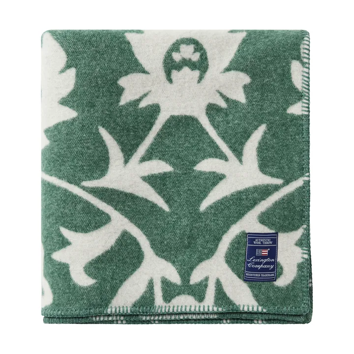 Flower coperta in lana jacquard - Green-Light beige - Lexington