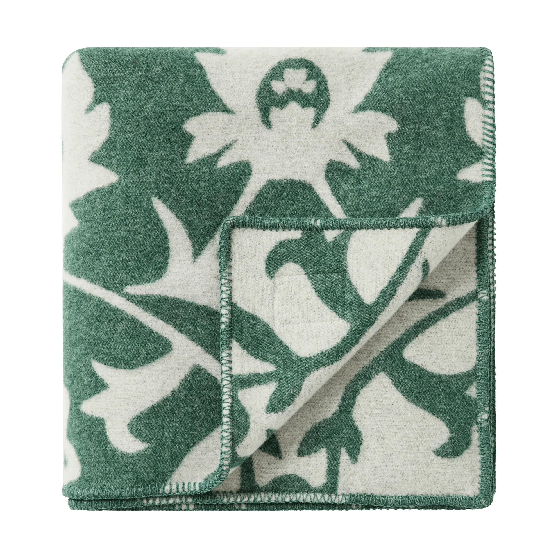 Flower coperta in lana jacquard, Green-Light beige Lexington
