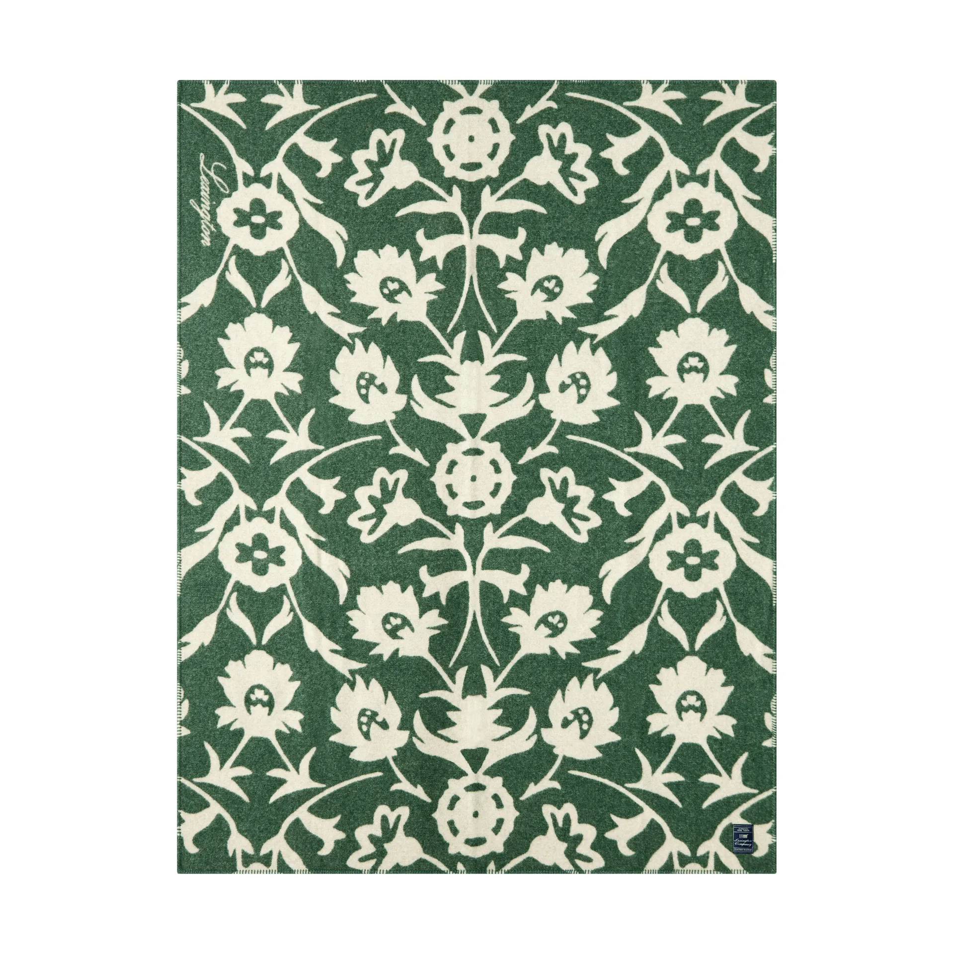 Flower coperta in lana jacquard, Green-Light beige Lexington
