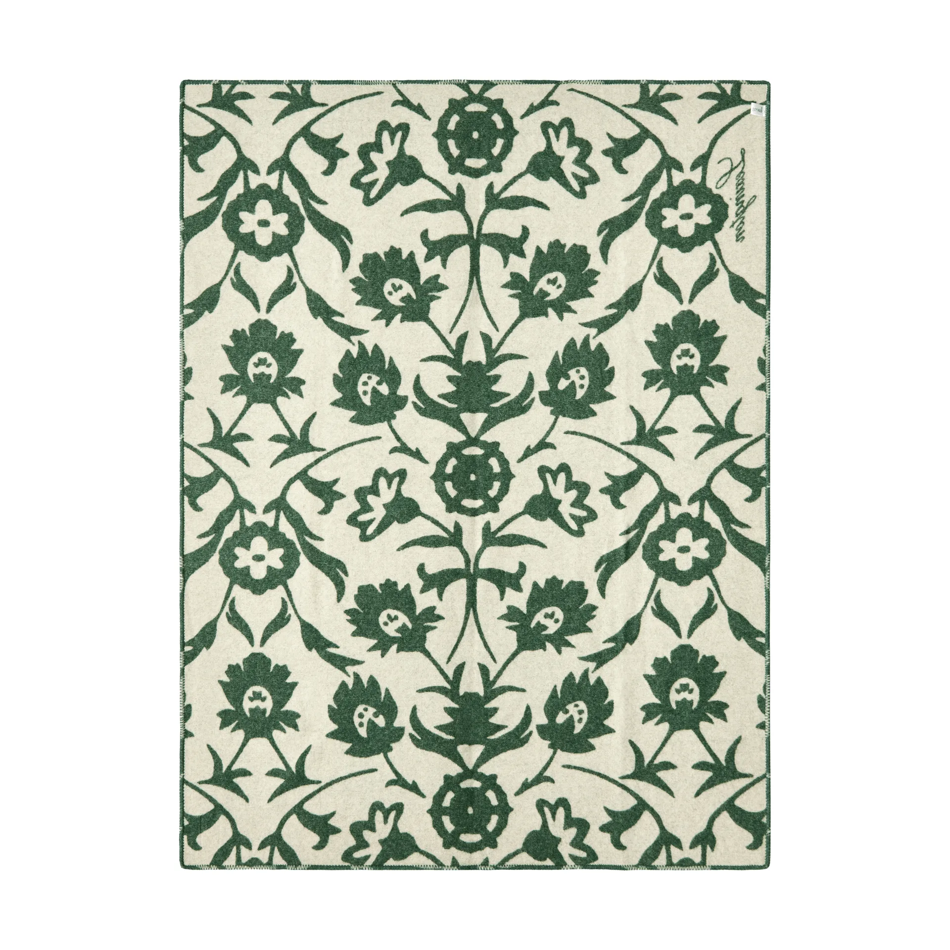 Flower coperta in lana jacquard, Green-Light beige Lexington