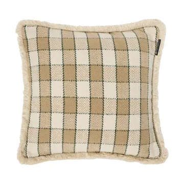 Fodera per cuscino in cotone biologico a quadri con frange - Beige-light beige-verde - Lexington