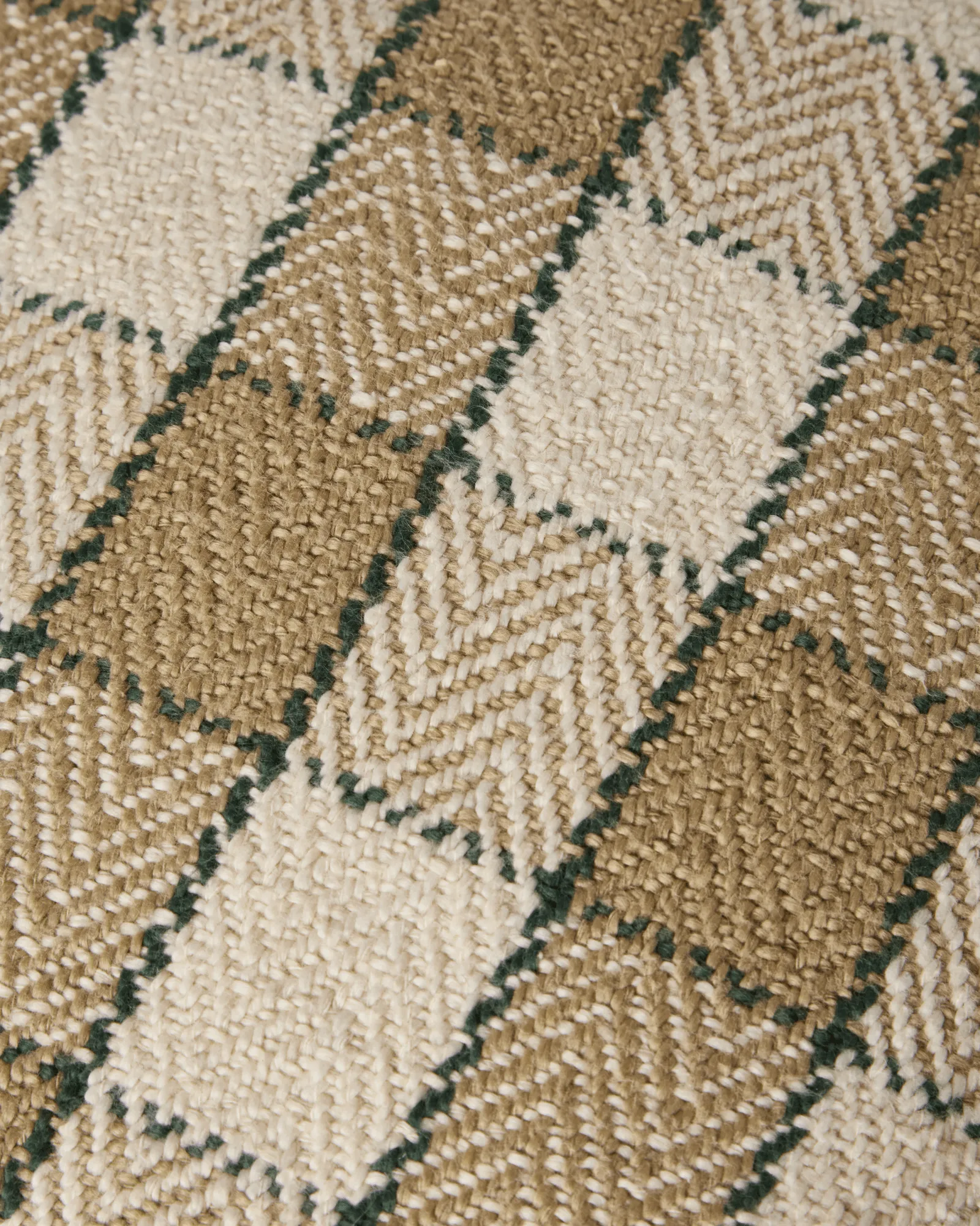 Fodera per cuscino in cotone biologico a quadri con frange, Beige-light beige-verde Lexington