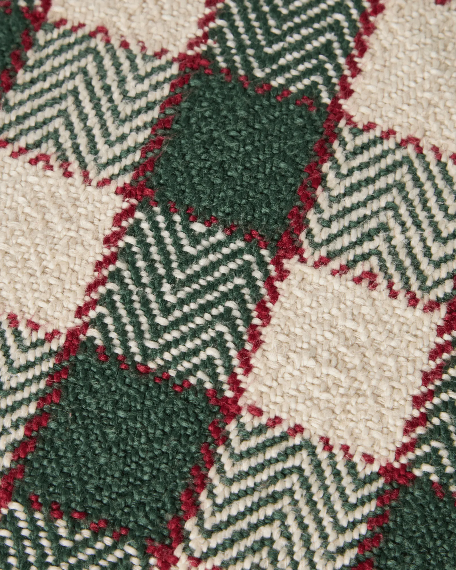 Fodera per cuscino in cotone biologico a quadri con frange, Green-light beige-rosso Lexington