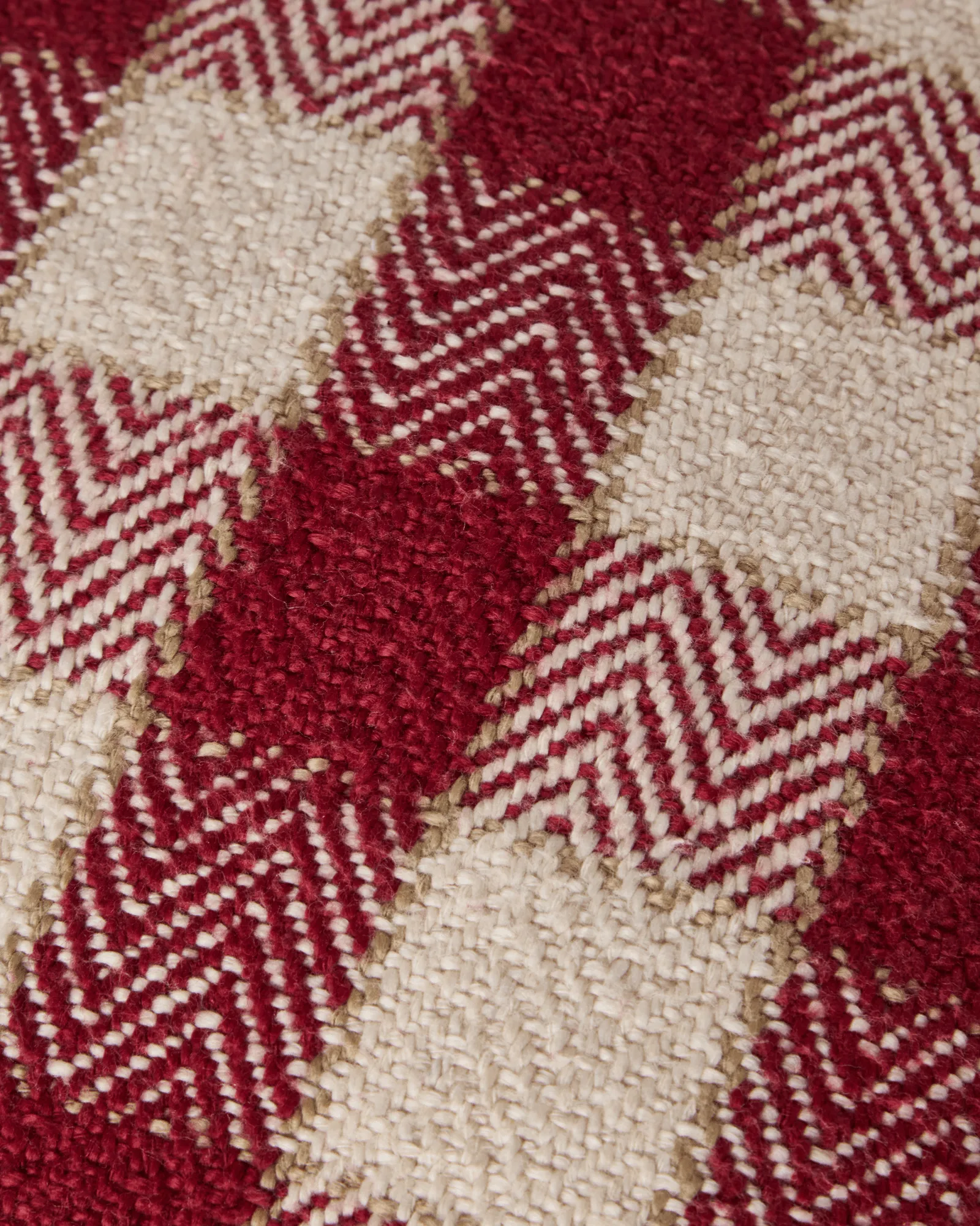 Fodera per cuscino in cotone biologico a quadri con frange, Red-light beige-beige Lexington