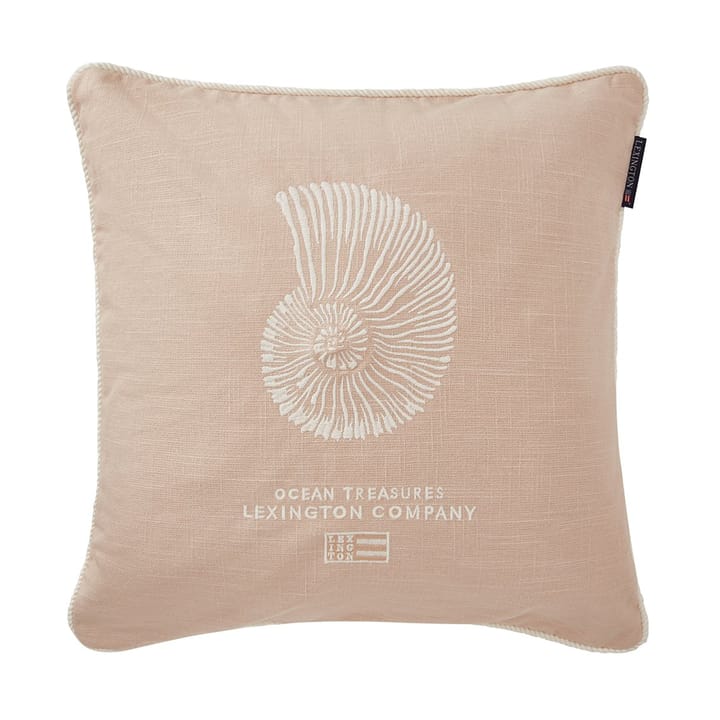 Fodera per cuscino in cotone riciclato ricamato mare 50x50cm, Beige Chiaro Lexington