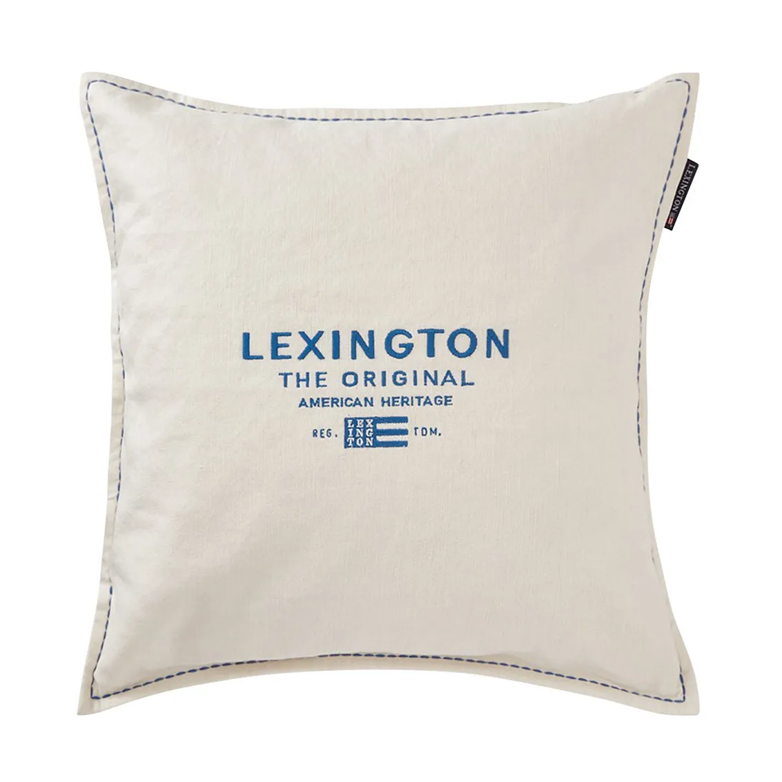 Fodera per cuscino in lino/cotone con logo ricamato 50x50 cm, Bianco Lexington