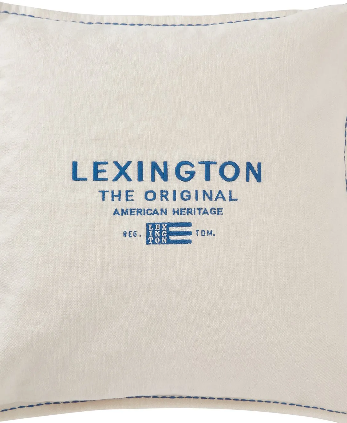 Fodera per cuscino in lino/cotone con logo ricamato 50x50 cm, Bianco Lexington