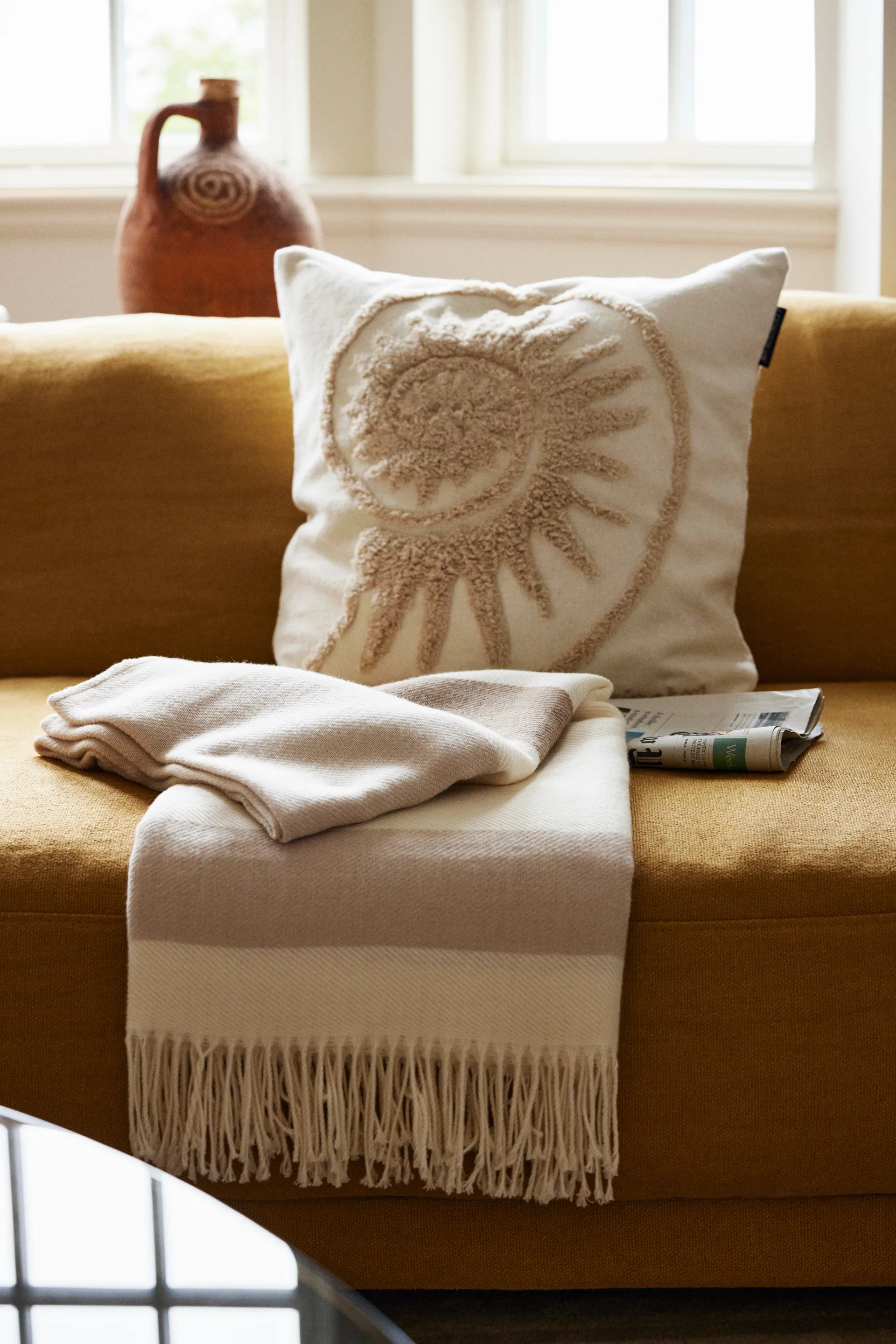 Fodera per cuscino in tela di cotone Rug Shell 50x50 cm, Bianco Lexington