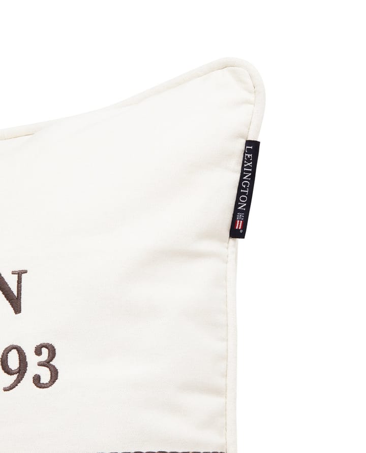 Fodera per cuscino Logo Canvas in cotone biologico 50x50 cm, Bianco Lexington