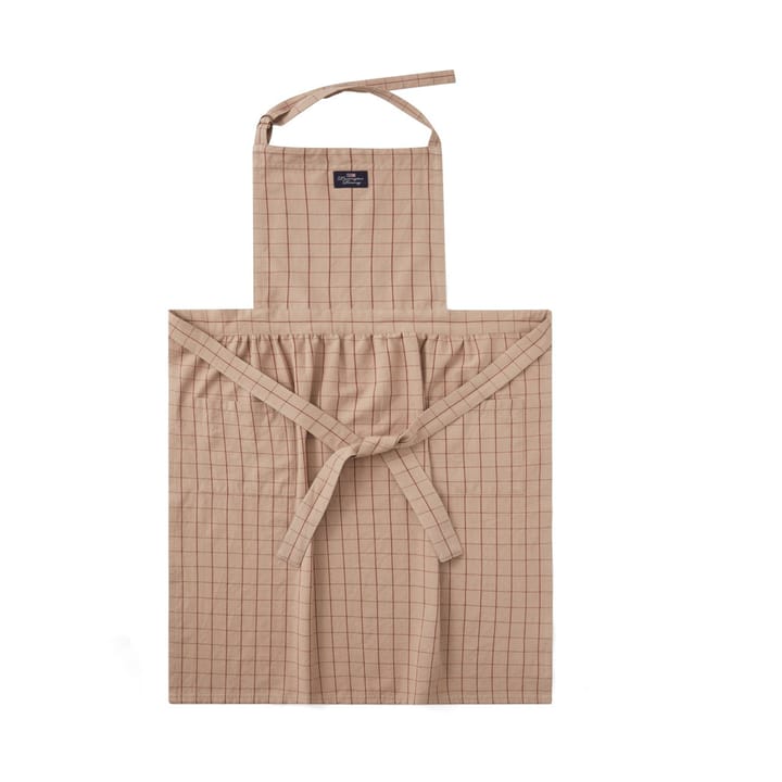 Grembiule Checked in cotone organico Oxford - Beige, rosso - Lexington