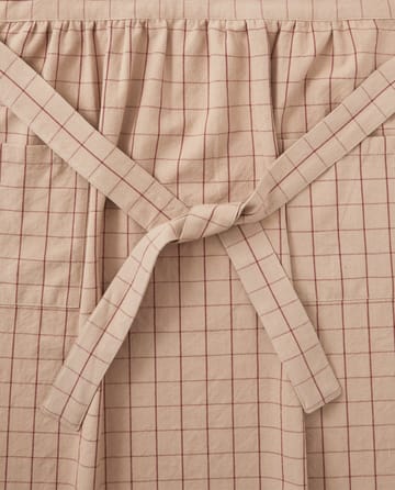 Grembiule Checked in cotone organico Oxford - Beige, rosso - Lexington