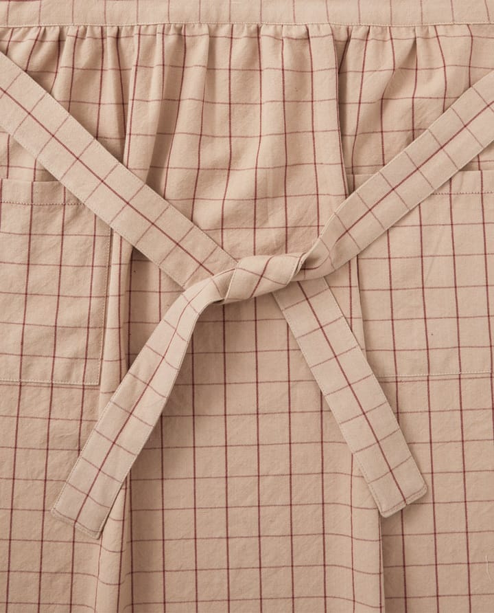 Grembiule Checked in cotone organico Oxford - Beige, rosso - Lexington