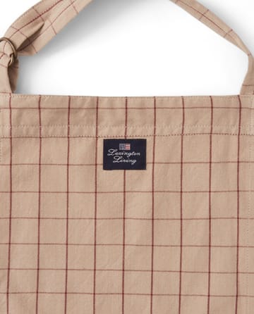Grembiule Checked in cotone organico Oxford - Beige, rosso - Lexington