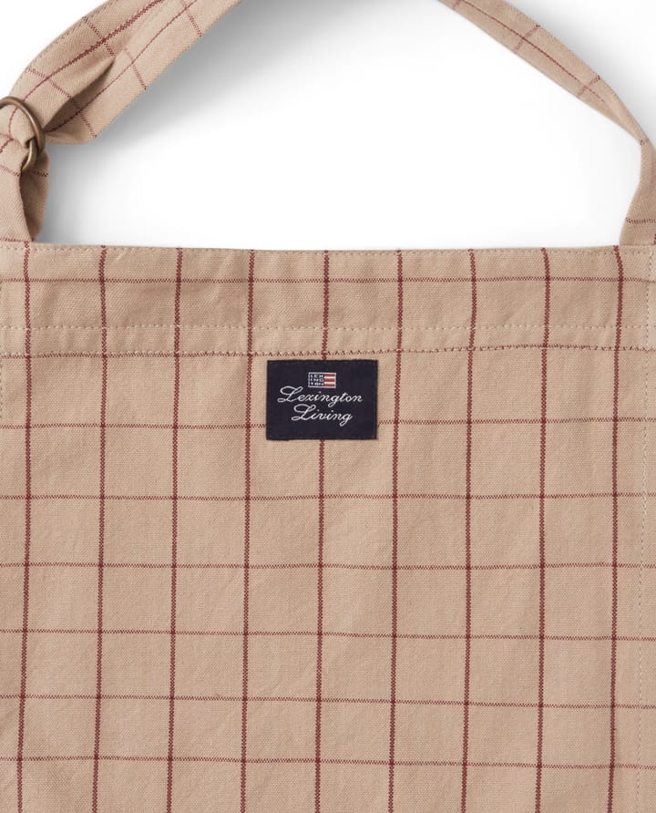 Grembiule Checked in cotone organico Oxford - Beige, rosso - Lexington