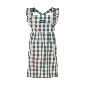 Grembiule per bambini in cotone e lino a quadri - Green-Light beige-rosso, 4-6 anni - Lexington