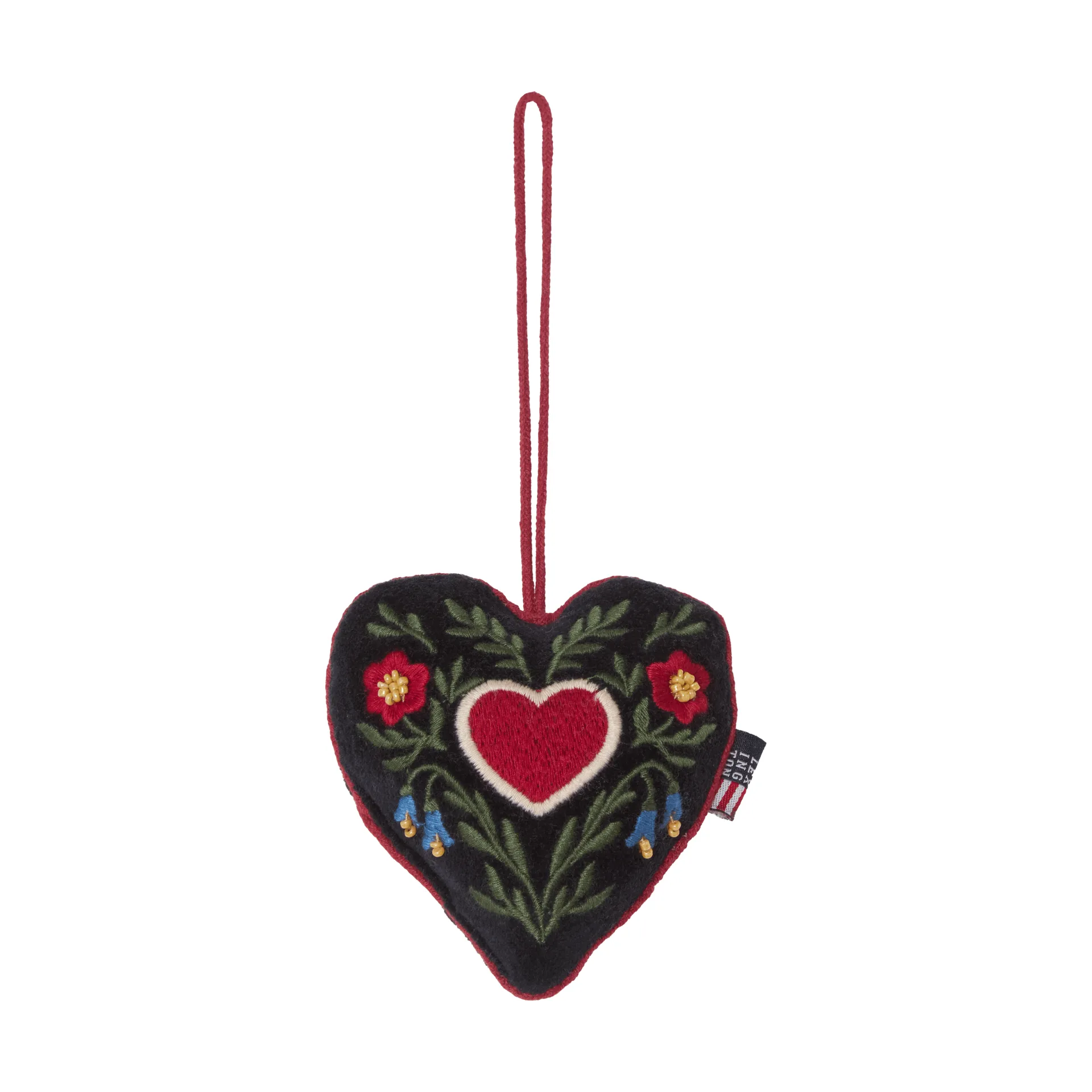 Heart addobbo natalizio in velluto di cotone biologico, Multicolore, 13x10x3 cm Lexington