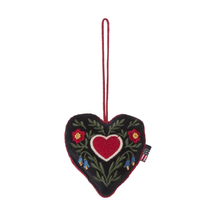 Heart addobbo natalizio in velluto di cotone biologico - Multicolore, 13x10x3 cm - Lexington
