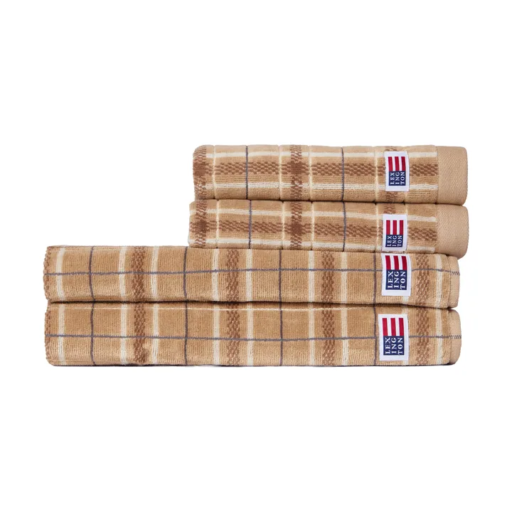 Lexington checked asciugamani, 4 pezzi - Beige-gray, 2 pz 50x70 cm, 2 pz 70x30 cm - Lexington