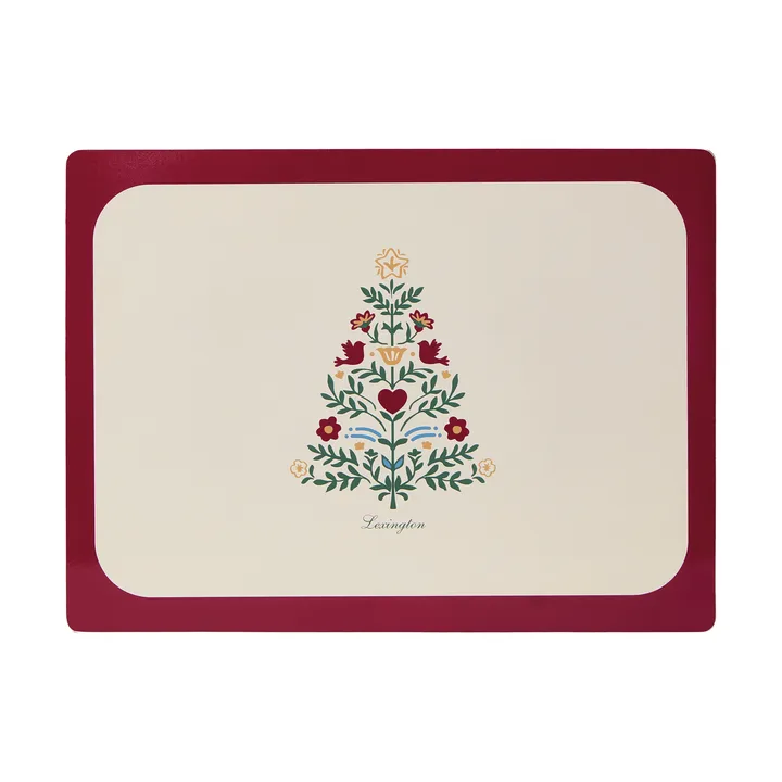 Lexington tovaglietta da tavola laminata double-face - Rosso-light beige, 30x40 cm, confezione da 2 - Lexington