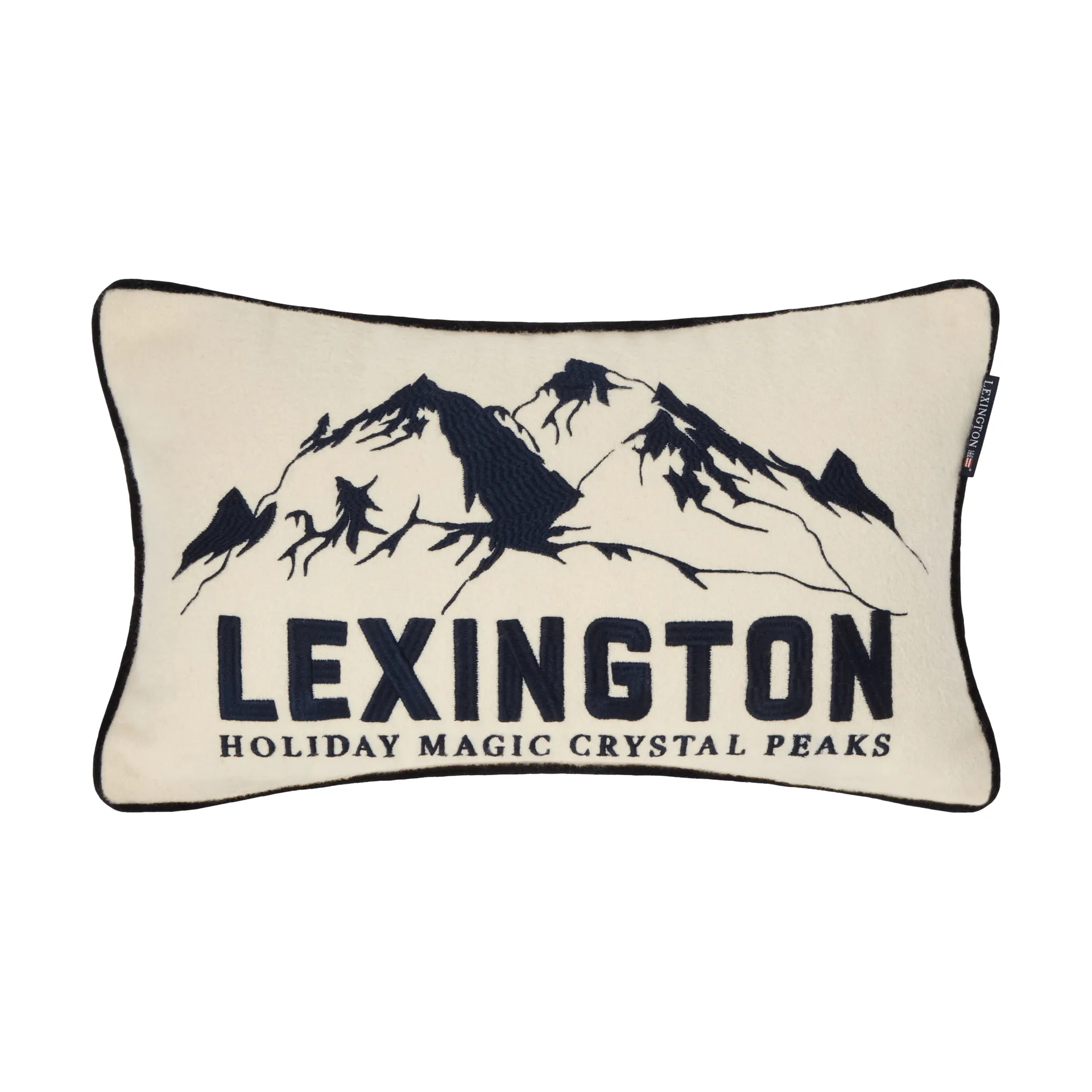Mountains Logo cuscino decorativo in misto lana, White-navy, 50x30 cm Lexington